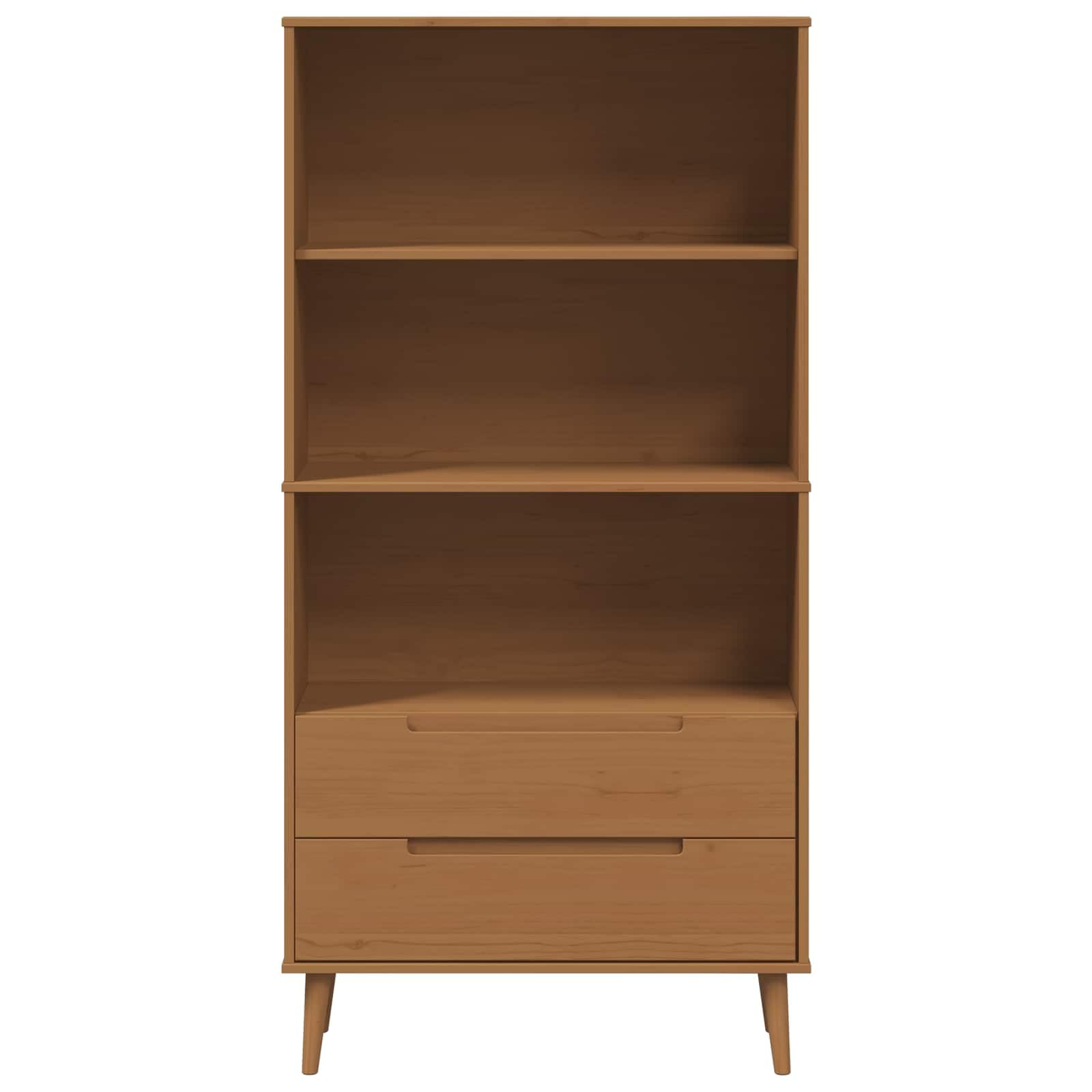 Bibliothèque MOLDE en bois massif de pin caramel 85 x 35 x 170,5