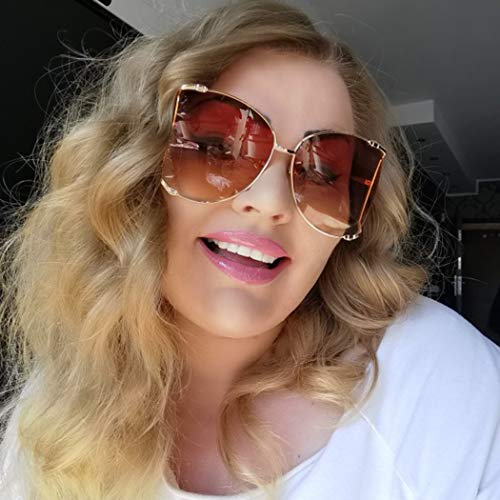 Armear Women Oversized Semi Rimless Sunglasses Retro Metal Frame Glasses Fashion Pearl Design3