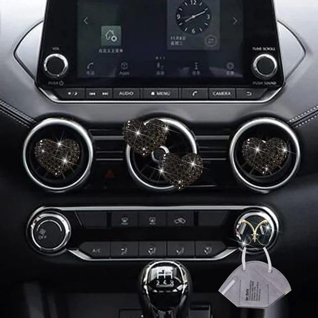 Image of JJLFresheners 4Pc Black Heart Air Vent Clips,Car Air Fresheners Vents Clips Car Diffuser Diamond Car Interior Decor Charm Cute Car Accessories Air Fresheners Interior Accessories