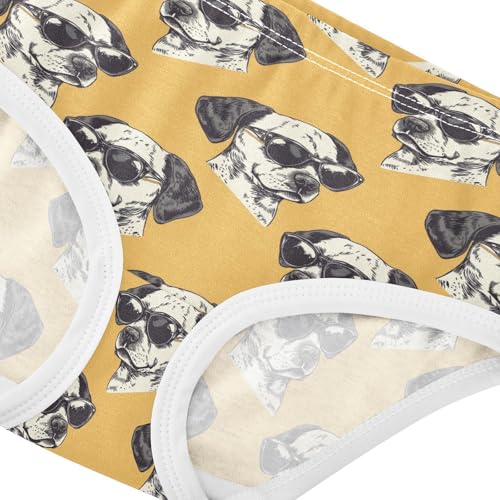 ZZKKO Cool Dog with Sunglasses Girls Underwear Toddler Panties for Girls Comfort Brief Size 2T-8Y3