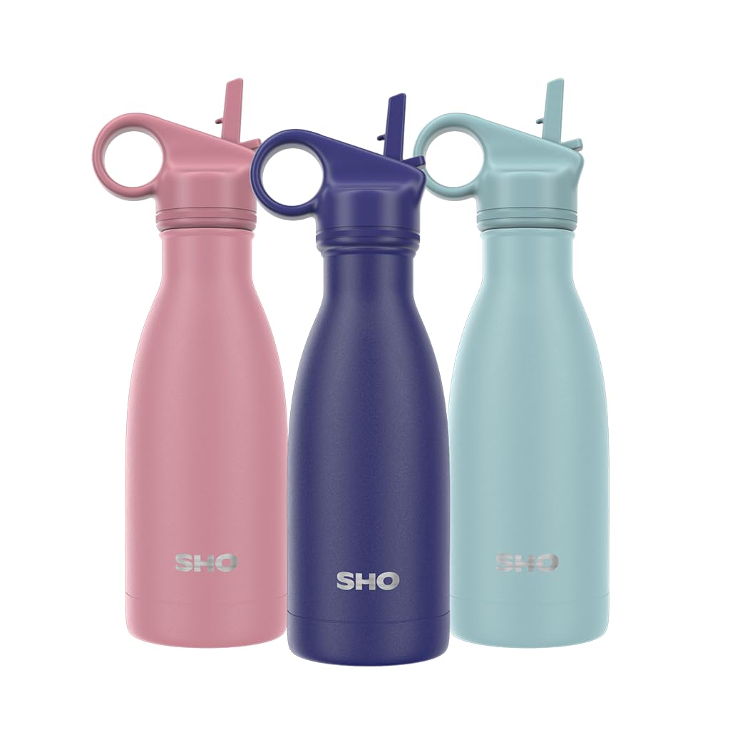 SHO Stainless Steel Water Bottle with Straw and Screw Lid - Leakproof, BPA Free, Vacuum Insulated Double Walled Metal Flask, 500ml - Original 2.0-12 Hours Hot 24 Hours Cold (260ml, Midnight Blue) — image 1