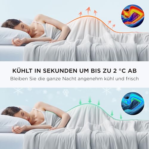 BEDSURE Bettdecke Ohne Bezug Kühlende - Bettdecke 135x200 Kühldecken zum Schlafen - Leicht Atmungsaktiv Schweißfrei Cooling Blanket Für Nachtschwitzer Doppelseitige Kühlende Decke, Grau