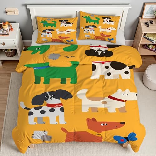 Housse de couette 200x200 chiot parure de lit 3 pièces microfibre - 3