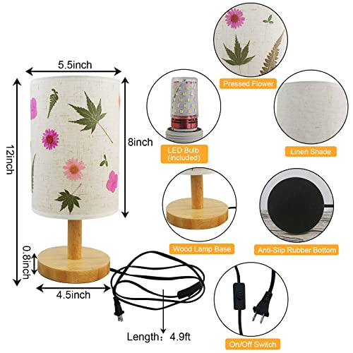 Acmee Bedside Lamp - Pressed Flower Nightstand Lamp, Led Desk Lamp With 3 Colors Adjustable Table Lamp For Bedroom Living Room Office Dorm Night Light Gift For Kids Girls(Pink) #TOP1