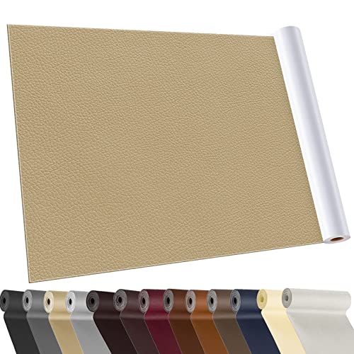 YAFLC Patch di Riparazione in Pelle, 40x160cm Pelle Adesiva per Riparazioni, Ecopelle Adesiva per Divani, Sedili Auto, Mobili, Borse, Giacche Beige medio