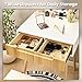 Fkhouse Small Vanity Desk with Mirror and Lights, Wooden Handles with Cushioned Stool, 3 Lighting Modes Round Makeup Table with Upgraded Silent Slides, Compact Vanity for Small Spaces, Natural Oak