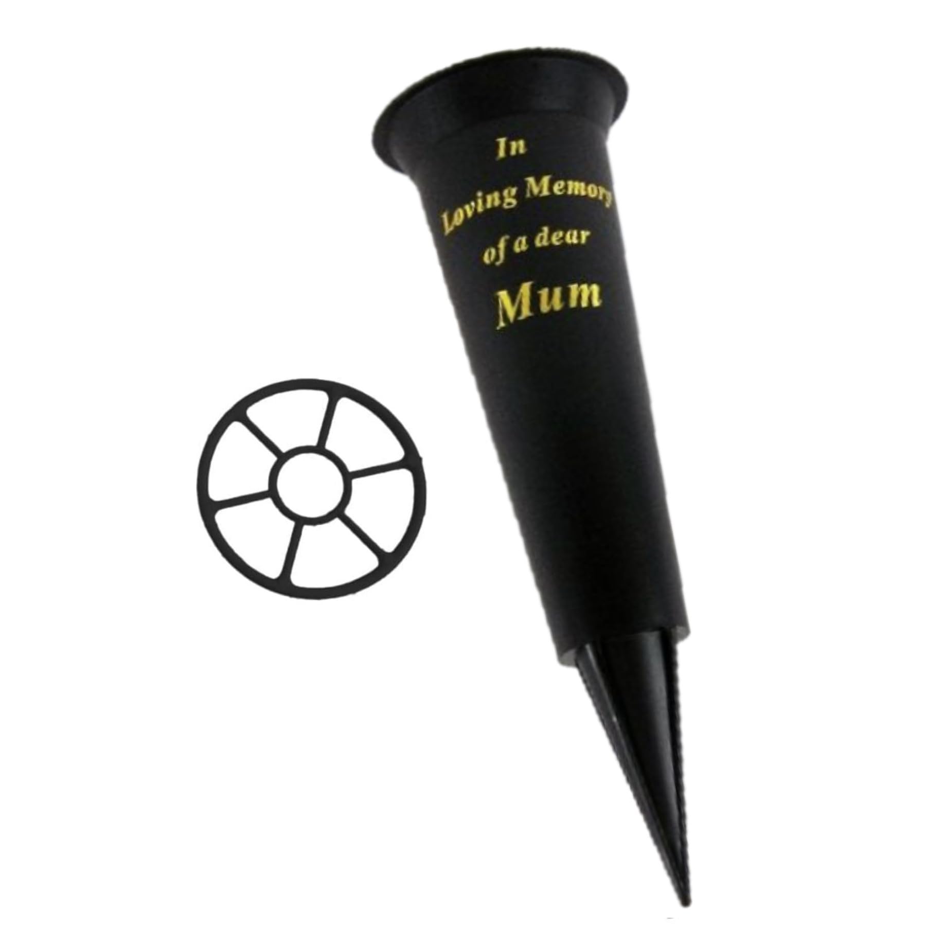 Black In Loving Memory Mum Spiked Memorial Grave Flower Vase Graveside Memorial with flower holder insert