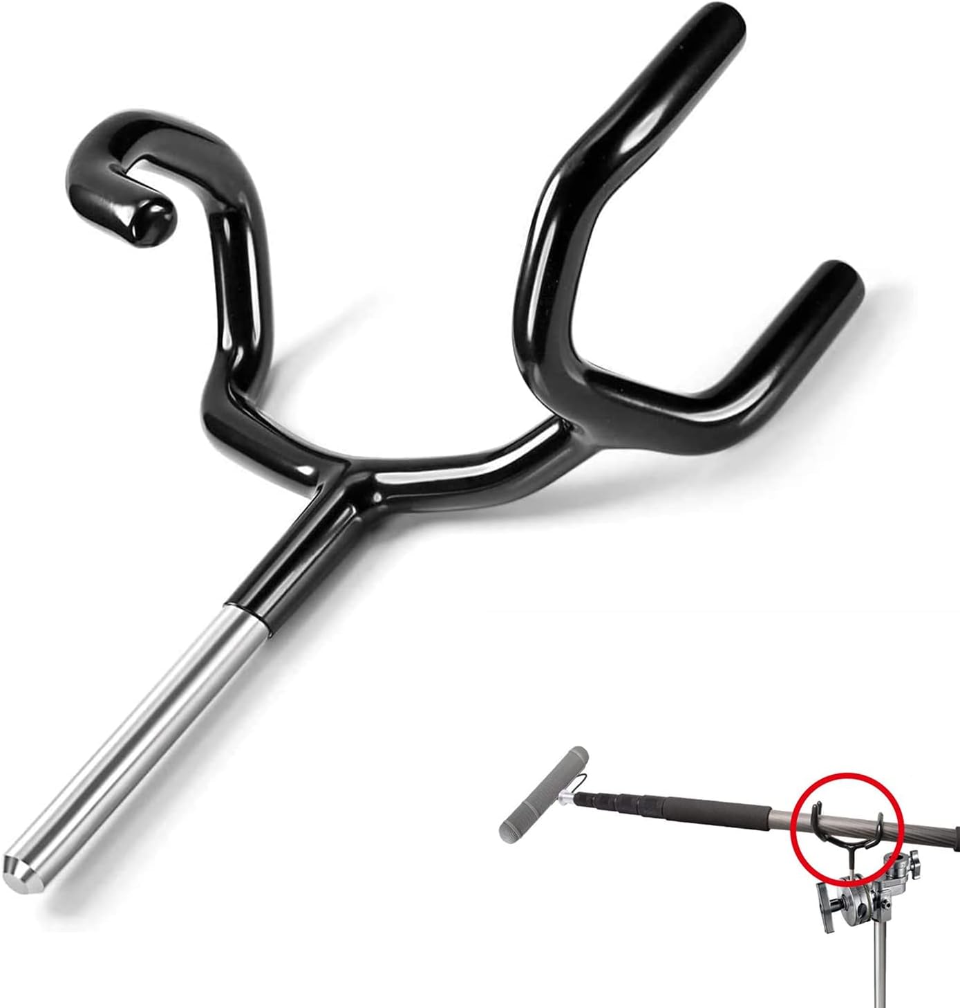 ATian Microphone Metal Boom Pole Holder Audio Boom Cradle Mount Stand