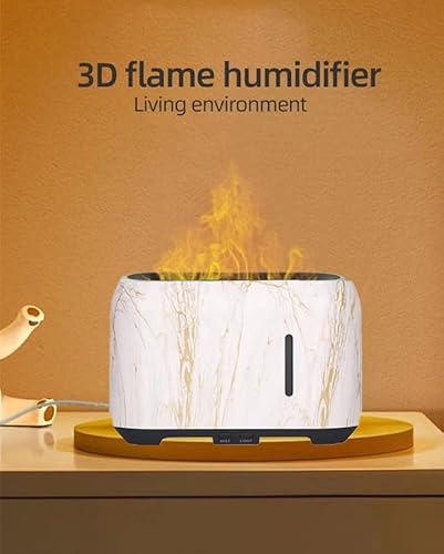 Flame Diffuser Small Humidifier, Essential Oil Diffuser With Flame Effect Light, Led Color Changing Aroma Diffuser With Remote Control, Aromatherapy Diffuser For Room, Home, Bar By Flapslat (Marble) #TOP6
