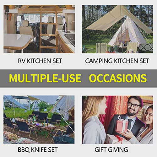 10 Pcs Colorful Knife Set,Sharp Kitchen Knives Sets For Slicing Paring And Cooking, Professional Cute Pink Chefs Knife Sets Fit To Bbq Rv Camping,4 Pcs Stainless Steel Knives, Scissors, Peeler #TOP5