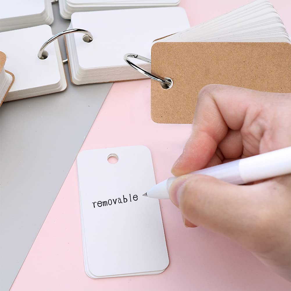 100 Cartes De Révision En Papier Kraft Avec Anneaux - Idéales Pour étudier, Prendre Des Notes Ou Créer Des étiquettes Cadeaux