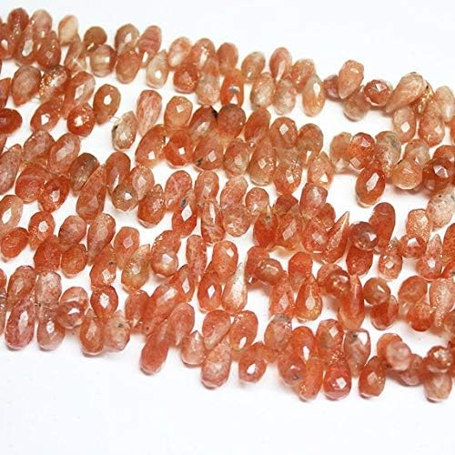 1 Strand Sunstone Tear Drop Faceted 8'' Long Strand Gemstone Beads, Jewelry Supplies for Jewelry Making, Bulk Beads, for Meditation Jewellery Gemstone Size 8mm to 12mm