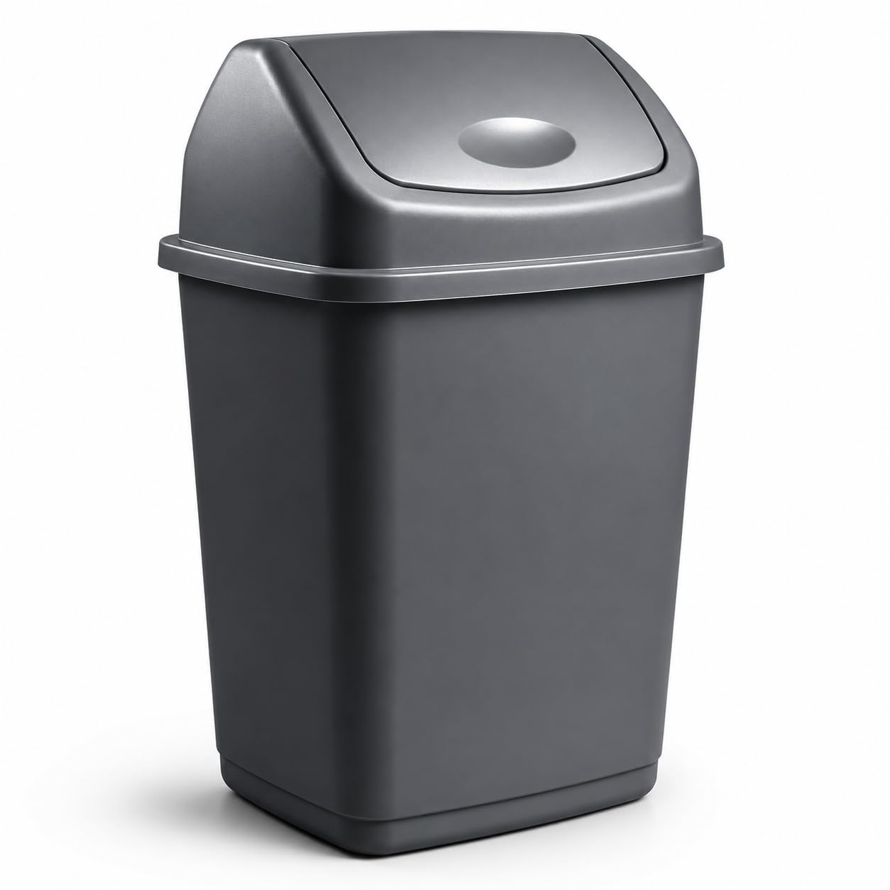 The Men's Archive 10L Grey Plastic Swing Lid Bin | Small Bathroom Bin with Lid, Bedroom Bin, Toilet Bin, Office Waste Bin, Space Saving Dustbin for Bathroom, Bedroom, Kitchen & Utility Room