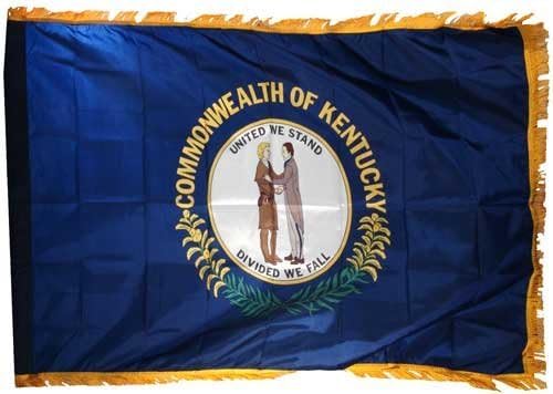 Bandera del estado de Kentucky, de nailon con dobladillo y flecos para interior