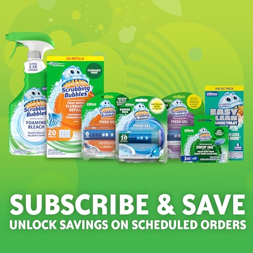 Image of Scrubbing Bubbles Toilet Bowl Wand Cleaner Refills, Fresh Brush Heavy Duty Cleaner Toilet Refill Pads, Removes Limescale & Odors, Citrus Scent, 8 Count (Pack of 8)