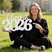 Butie Class of 2026 Sign - Wooden Graduation Hanging Decoration with Rope for Wall & Door, Grad Photo Prop(White)