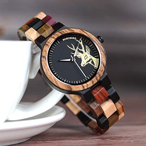 Bobo Bird Mens Women Colorful Wooden Watches Classic Leisure Quartz Wristwatches With Cute Deer Pattern Unique Couple Watches #TOP7