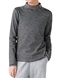 KAKU NANU Langarmshirt Mädchen Longsleeve Tshirt Mädchen Kleidung Schwarz Weiß Gestreiftes Shirt Kinder Top 146 152