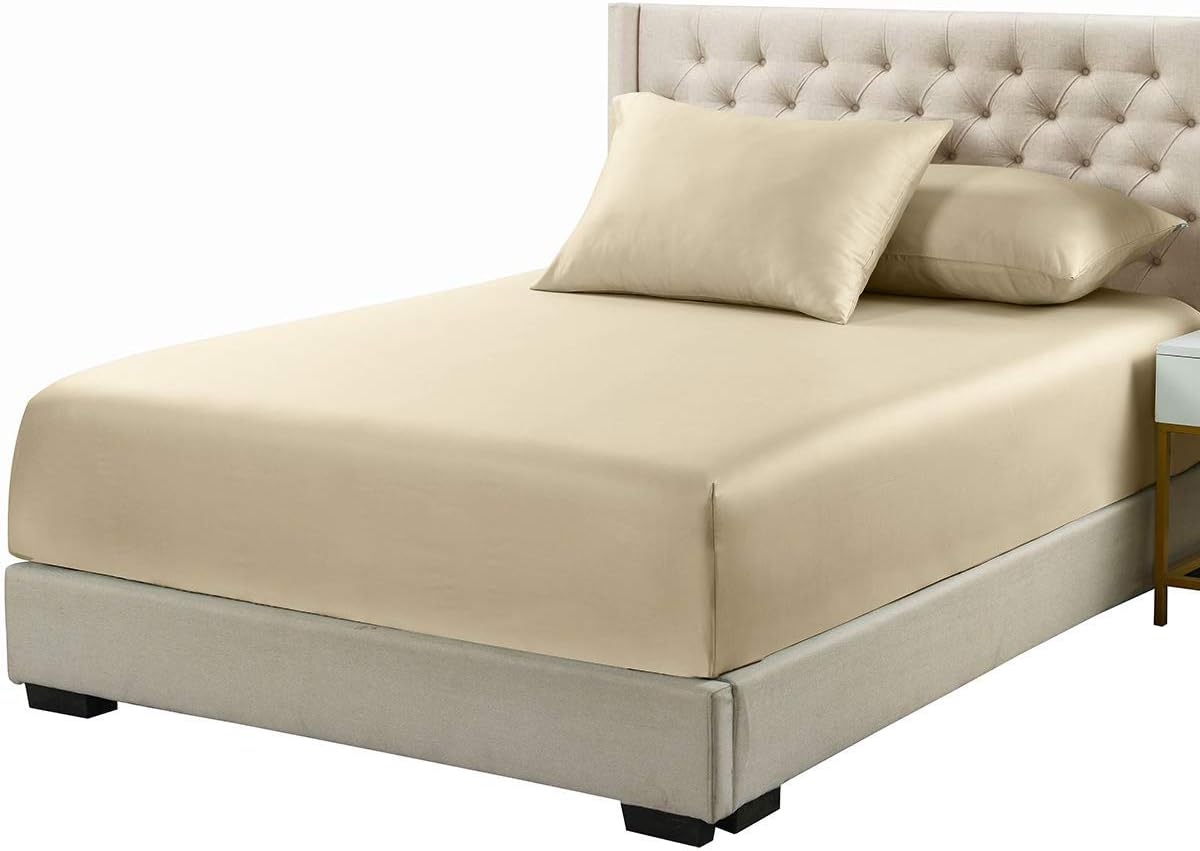 Royal Tradition Viscose from Bamboo Pillowcases, King Size, Set of 2 Cool and Soft Pillow Cases, Beige