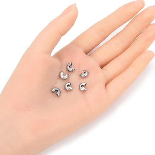 Miniatura 8 de Adabele SJF9-4 - 100 piezas de acero inoxidable de grado 304 hipoalergénico para nudos, cuentas sueltas pequeñas de 0.157 in (0.16 pulgadas) para