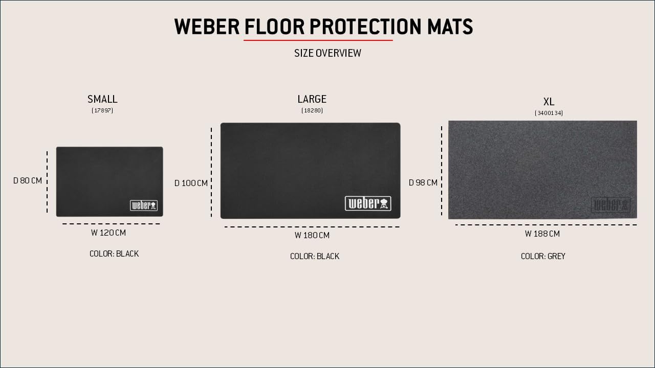 Weber Tappetino Protettivo XL per Nuovi Summit e plancha 76 cm/Protegge la terrazza da Grasso e scintille, Materiale Antiscivolo – Nero (3400134)
