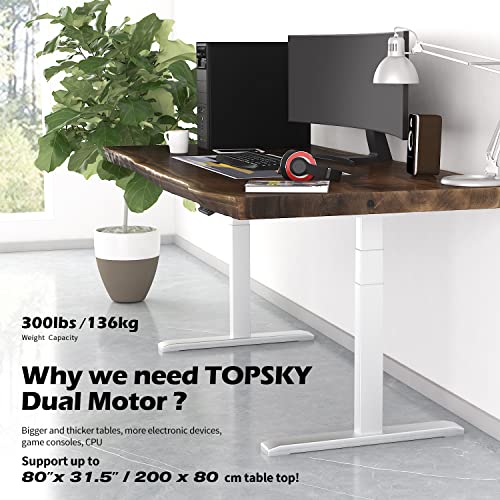 Topsky Dual Motor 3 Stage Electric Adjustable Standing Desk Frame Heavy Duty 300Lb Load Capacity For Home Office (White Frame Only) #TOP2