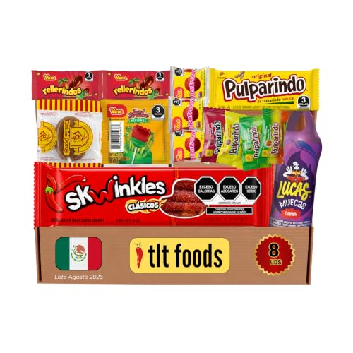 TLT FOODS Lote Dulces Mexicanos – Pack Variedad Chuches Picantes Para Regalar, Mix Surtido Golosinas Caramelos, Candy Box Snacks Mexico, Chamoy, Pelon Pelo Rico, Pulparindo, Tamarindo (S)