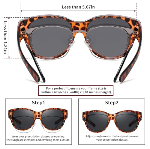 Image of HAOLOTA Fit Over Glasses Sunglasses for Women Polarized | Over Glasses Sun Glasses, UV400 Polarized Lens, Trendy Cat Eye Sunglasses, Lightweight and Flexible, Driving, Daily Use