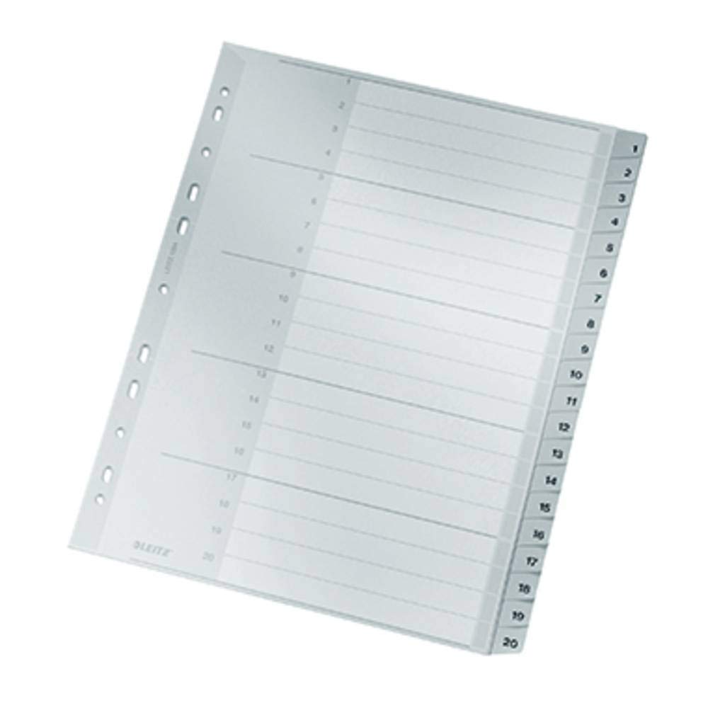 Esselte Leitz 12840000 Plastic Index 1–20 A4 Polypropylene 20 Sheets Grey