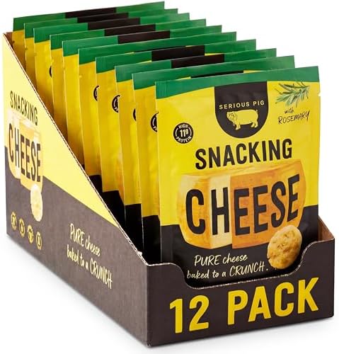 Serious Pig Snacking Cheese Rosemary - Crunchy Cheese Snacks with Fresh Rosemary, 100% Natural Ingredients, High Protein, Keto, Gluten Free (12 x 24g)