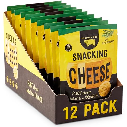 Serious Pig Snacking Cheese Rosemary Flavour - Pure Cheese Crisps High Protein Low Carb (12 x 24g)