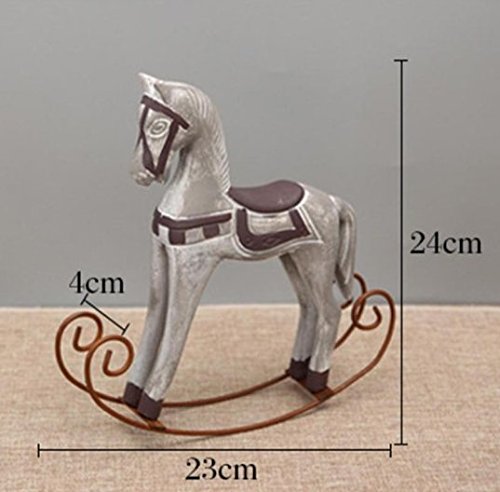 URToys 1Pcs Retro Wooden Crafts Rocking Horse Desk Decor Balance Art Figurines Home Office Decor DIY Bar Living Room Ornament Kids Toys 3 Colors - Thumbnail 2