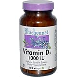 Bluebonnet Nutrition - Vitamin D3 1000 IU - 180 Vegetarian Capsules