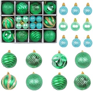 Adisno 26 PCS Christmas Tree Baubles, Christmas Balls Decorations, Shatterproof, Christmas Tree Decorations Balls for Xmas Tree Wedding Party Festival Decor (Green)