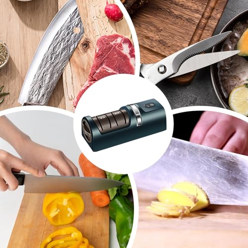 Miniatura 4 de Afilador Eléctrico De Cuchillas Afilador De Cuchillos Eléctrico Recargable,Herramienta Automática Para Tijeras Afilado Rápido Hogar,Uso Doméstico Cocina Camping Exterior Panadería