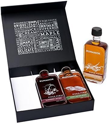 RunamokMaple Syrup Gift Box - 3-250ml Bottles of Infused Maple Syrups - Certified Organic by Vermont Organic Farmers