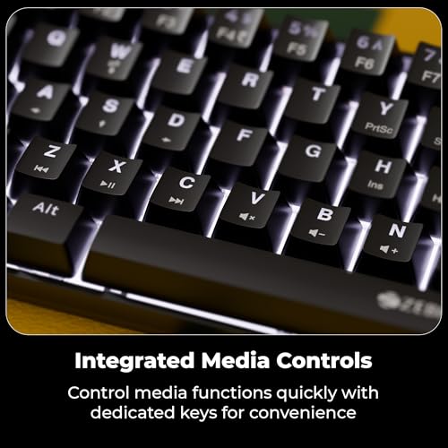 Image of Zebronics Mechanical Keyboard, Silent Linear Red Switches, 61 Keys Layout, 26 Key Anti Ghosting, Double Shot Keycaps, 17 LED Modes, Media Controls, 1.5m Cable (Max Ninja 61, Black)