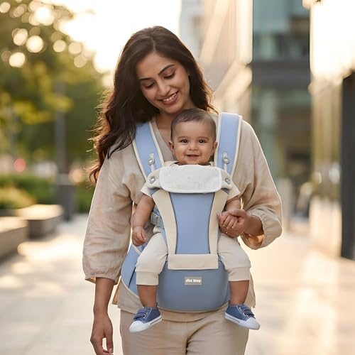 Image of 1st Step 5 in 1 Hip Seat Baby Carrier with 5 Carry Positions, Detachable Hip seat, Padded Waist Belt for 4 to 36 Months Baby, Adjustable New-Born to Toddler Carrier, Max Weight Up to 16 Kgs (Blue 2)