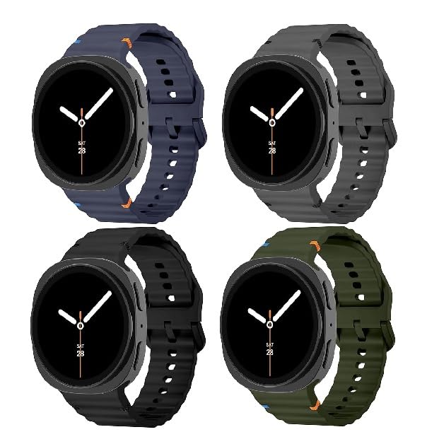 Image of GETSABLE No Gap Soft Sport Waterproof Silicone Bands Compatible with Samsung Galaxy Watch 8 Band 40mm 44mm /Galaxy Watch 8 Classic Band 46mm (2025) - Pack of 4