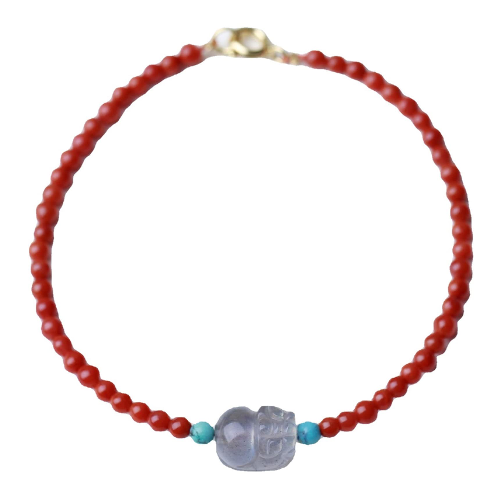 Nzpost Women's Red Crystal Bracelet,Agate Bracelet,Pixiu Wealth Bracelet South Agate Bracelet 3 Mm Small Beads