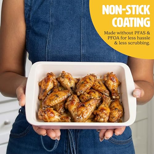 Image of Tasty Nonstick Toaster Oven Baking Set Includes Cake Pan, Oven Tray, Rack, Carbon Steel Bakeware, 3-Piece Set, Pink (Pack of 6)