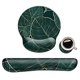 Keyboard Wrist Rest and Mouse Wrist Rest Pad + Coaster,Made of Memory Foam,Ergonomic Support,Easy Typing and Relieve Wrist Pain,Perfect for Gaming,Computer,Office,Laptop,Tropical Leaves -  HOPONY