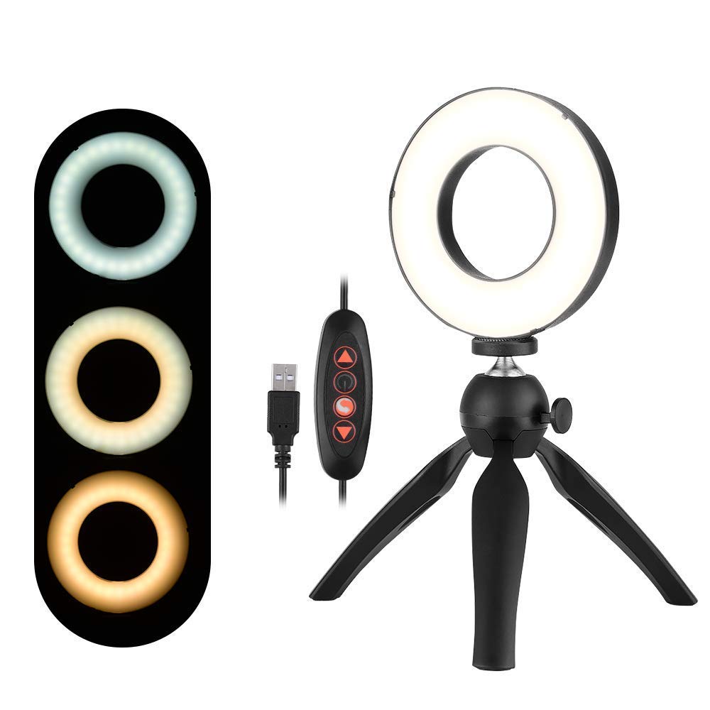 Luce ad anello a LED da 6,2 pollici, 3 modalità di illuminazione dimmerabili, 11 luminosità Luce per trucco da scrivania per selfie con supporto per cellulare Luce circolare per streaming li