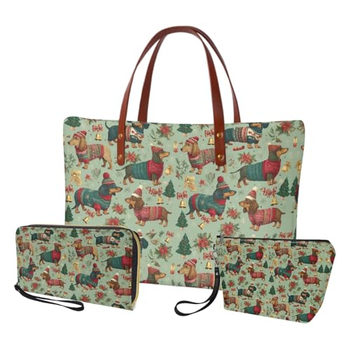 Image of Top Handle Purse for Women, Large Tote Handbag With PU Wallet Set, Gift for Mom