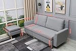 Sectional Sofa, L-Shape Sectional Couch with Reversible Chaise, Couches and Sofas with Modern Linen Fabric for Small Space (Grey-Blue)