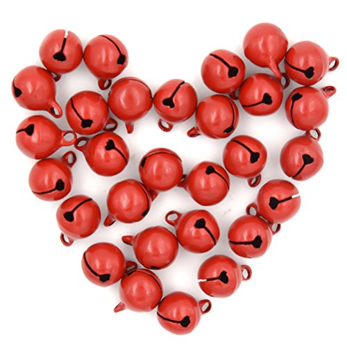 30 Pcs 10 mm Mini Red Craft Jingle Bells for Christmas Decoration Jewellery Making Small Craft Bells