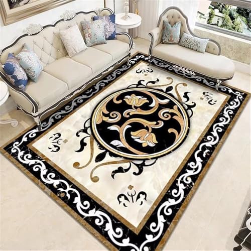 Tapis couloir long moderne noir et floral vintage pour jeux d'enfants - 2