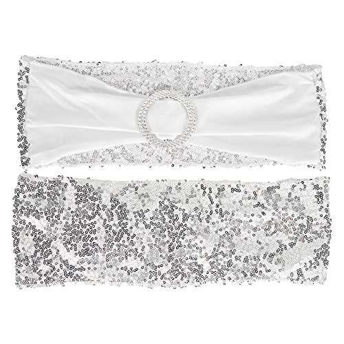 Fundas elásticas de silla plateadas Changor para marcos de decoración de bodas 8