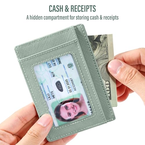 Image of Travelambo Slim Wallet Front Pocket Minimalist Leather RFID Blocking Medium Size