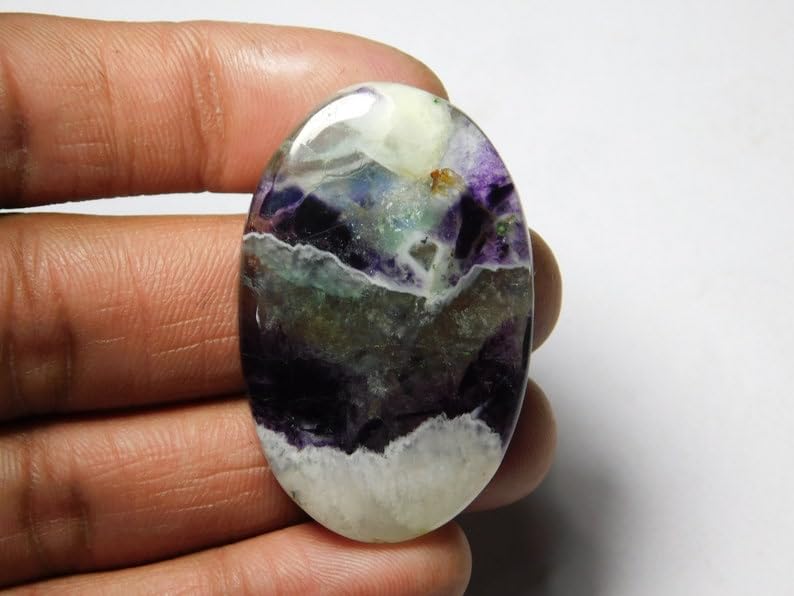 Fluorite naturelle cabochon pour fabriquer un pendentif en pierre - 5